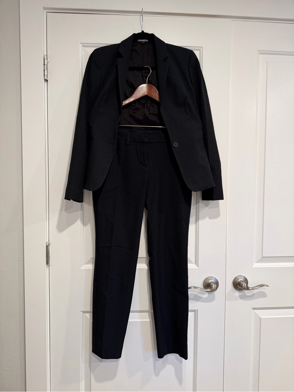 Express Black Pinstripe Suit Jacket & Trousers